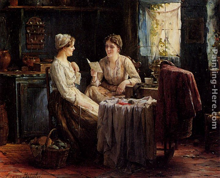 The Letter painting - Edward Antoon Portielje The Letter art painting